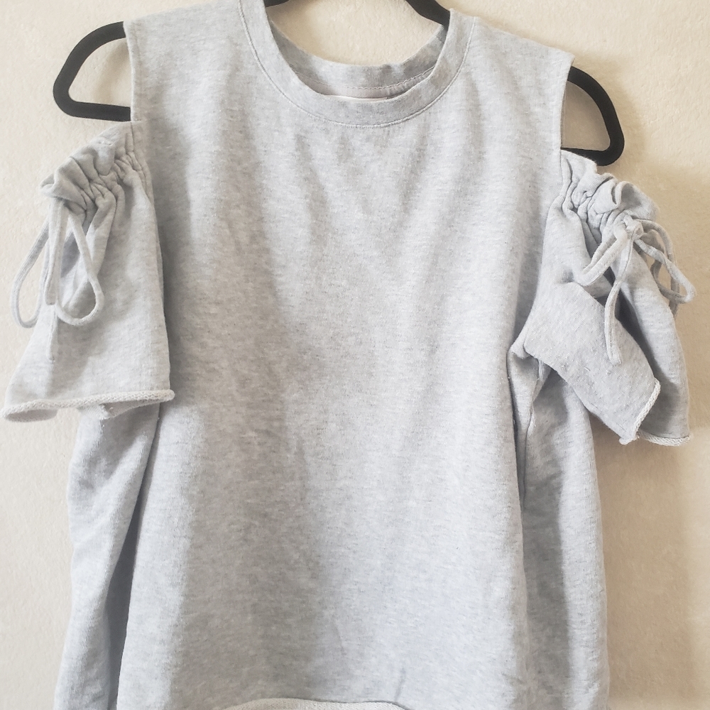 Lauren Conrad grey off the shoulder lounge shirt
